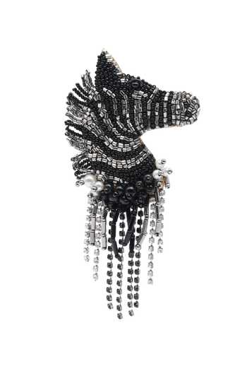 Shop_APT FOREVER_Black Zen Zebra Handwork Beaded Long Drop Earrings _Online_at_Aza_Fashions