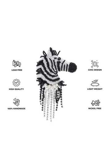 APT FOREVER_Black Zen Zebra Beaded Handmade Earrings _Online_at_Aza_Fashions