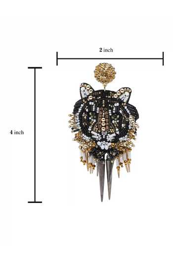 Buy_APT FOREVER_Black Tiger Prowl Beaded Handmade Earrings _Online_at_Aza_Fashions