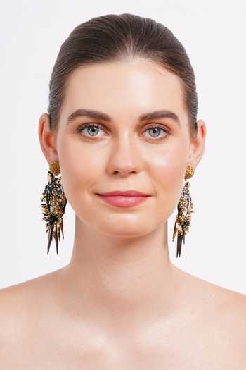 Shop_APT FOREVER_Black Tiger Prowl Beaded Handmade Earrings _Online_at_Aza_Fashions