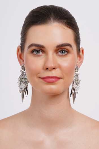 APT FOREVER_Green Tiger Prowl Handmade Beaded Earrings _at_Aza_Fashions