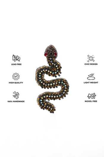 APT FOREVER_Black Ssslay Snake Handmade Earrings _Online_at_Aza_Fashions