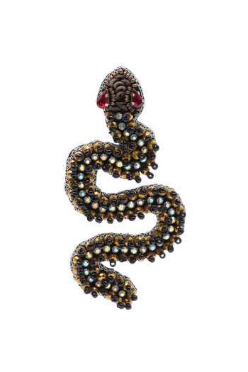 APT FOREVER_Black Ssslay Snake Handmade Earrings _at_Aza_Fashions