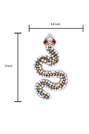 APT FOREVER_Silver Plated Ssslay Snake Beaded Earrings _Online_at_Aza_Fashions