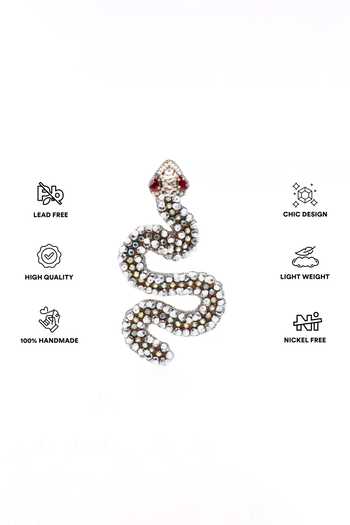 Buy_APT FOREVER_Silver Plated Ssslay Snake Beaded Earrings _Online_at_Aza_Fashions