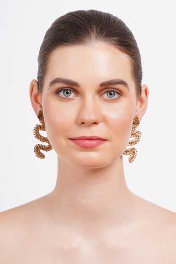 Shop_APT FOREVER_Rose Gold Ssslay Snake Embellished Earrings _Online_at_Aza_Fashions