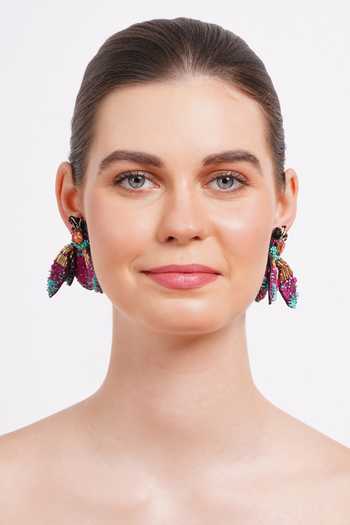 Buy_APT FOREVER_Magenta Bug Off Handmade Beaded Earrings _Online_at_Aza_Fashions