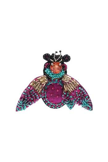 APT FOREVER_Magenta Bug Off Handmade Beaded Earrings _at_Aza_Fashions