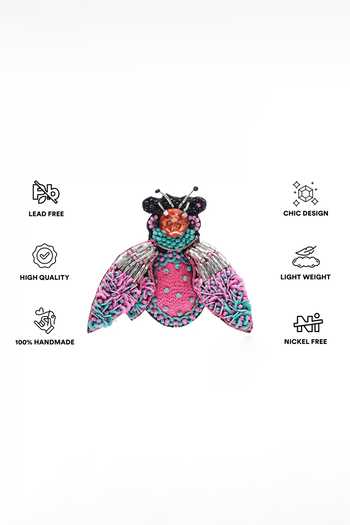 APT FOREVER_Pink Bug Off Handmade Embellished Earrings _Online_at_Aza_Fashions