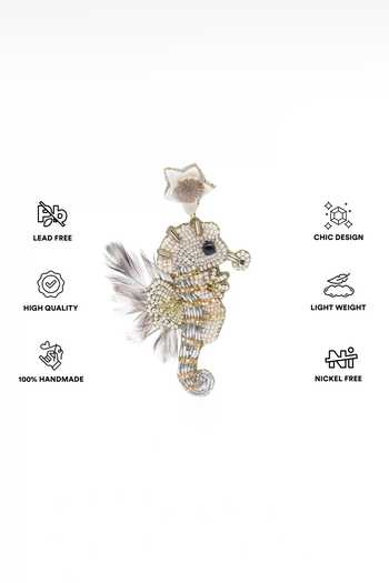 Buy_APT FOREVER_White Sea Horse Handmade Beaded Earrings _Online_at_Aza_Fashions