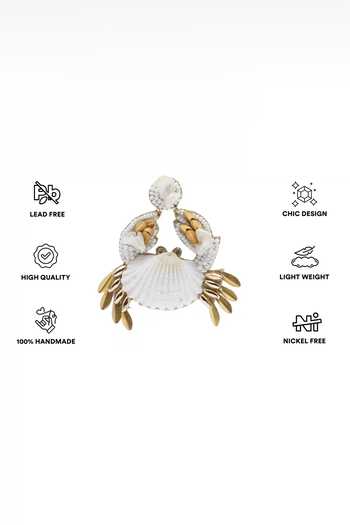 APT FOREVER_White Cut-the-crab Shell Earrings _Online_at_Aza_Fashions
