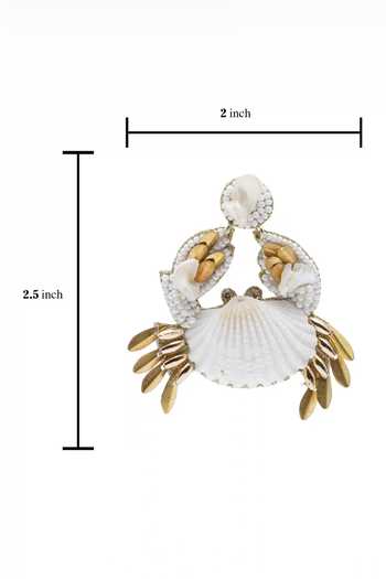 Buy_APT FOREVER_White Cut-the-crab Shell Earrings _Online_at_Aza_Fashions