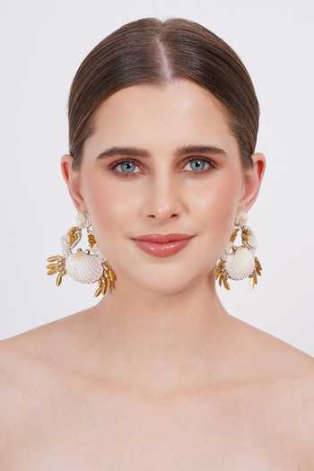 APT FOREVER_White Cut-the-crab Shell Earrings _at_Aza_Fashions