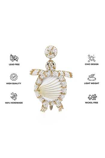 APT FOREVER_White Timeless Turtle Beaded Shell Earrings _Online_at_Aza_Fashions