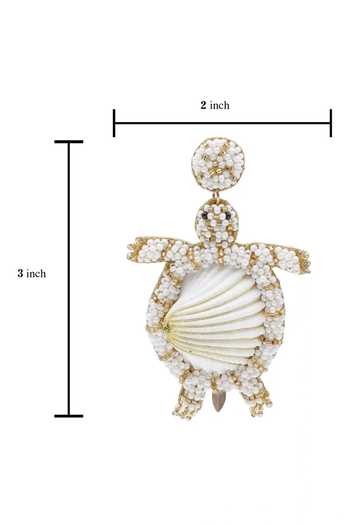 Buy_APT FOREVER_White Timeless Turtle Beaded Shell Earrings _Online_at_Aza_Fashions