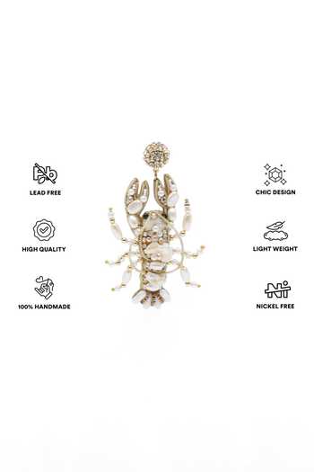 Buy_APT FOREVER_White Timeless Crab Shell Earrings _Online_at_Aza_Fashions