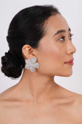 Buy_APT FOREVER_Silver Plated Petalia Bloom Beaded Earrings 
