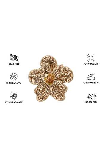 APT FOREVER_Gold Plated Petalia Bloom Embroidered Earrings _Online_at_Aza_Fashions