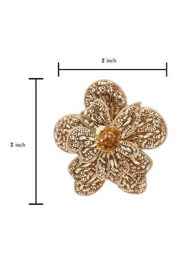 Shop_APT FOREVER_Gold Plated Petalia Bloom Embroidered Earrings _Online_at_Aza_Fashions