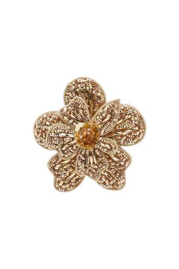 APT FOREVER_Gold Plated Petalia Bloom Embroidered Earrings _at_Aza_Fashions