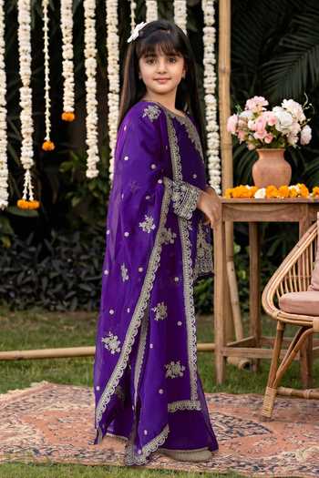 Petite Pomme Purple Organza, Satin Zari Work Kurta Set Online at Aza Fashions Petite Pomme_Purple Organza, Satin Zari Work Kurta Set _Online_at_Aza_Fashions