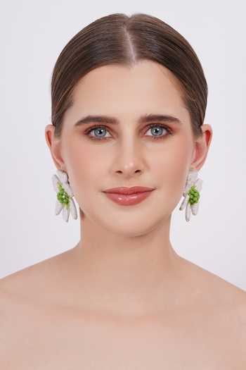 Shop_APT FOREVER_White Petalux Gem Handmade Earrings _Online_at_Aza_Fashions