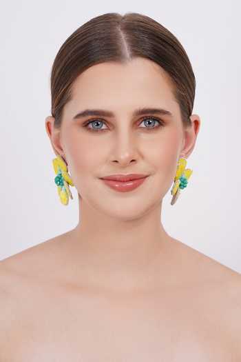 Shop_APT FOREVER_Yellow Petalux Gem Beaded Earrings _Online_at_Aza_Fashions