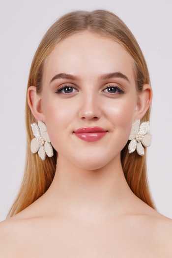 Shop_APT FOREVER_White Petalux Gem Embellished Earrings _Online_at_Aza_Fashions
