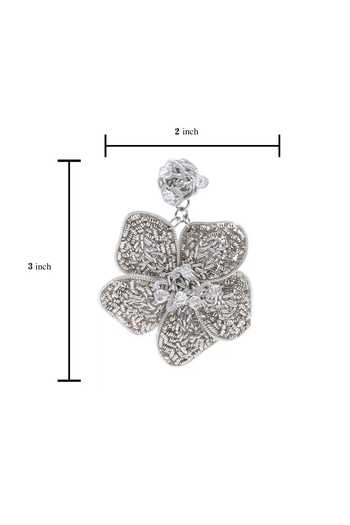 APT FOREVER_Silver Plated Rosix Bloom Handmade Beaded Earrings _Online_at_Aza_Fashions