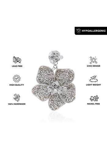 Buy_APT FOREVER_Silver Plated Rosix Bloom Handmade Beaded Earrings _Online_at_Aza_Fashions