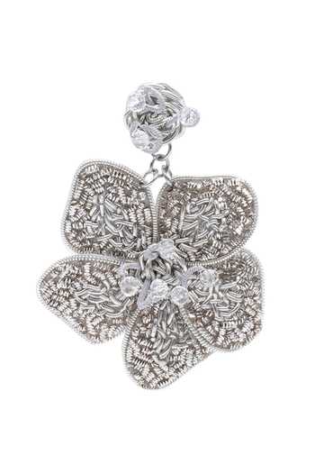 APT FOREVER_Silver Plated Rosix Bloom Handmade Beaded Earrings _at_Aza_Fashions