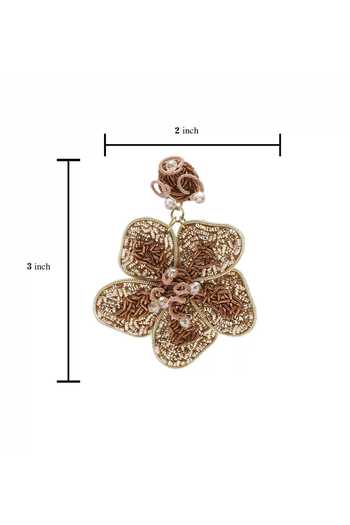 APT FOREVER_Brown Rosix Bloom Beaded Earrings _Online_at_Aza_Fashions
