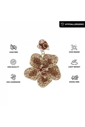 Buy_APT FOREVER_Brown Rosix Bloom Beaded Earrings _Online_at_Aza_Fashions