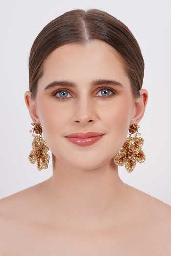 Shop_APT FOREVER_Brown Rosix Bloom Beaded Earrings _Online_at_Aza_Fashions