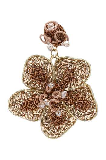 APT FOREVER_Brown Rosix Bloom Beaded Earrings _at_Aza_Fashions