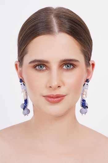 Shop_APT FOREVER_Blue Handwork Avian Luxe Beaded Earrings _Online_at_Aza_Fashions