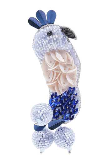 APT FOREVER_Blue Handwork Avian Luxe Beaded Earrings _at_Aza_Fashions