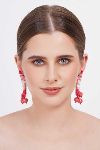 Shop_APT FOREVER_Red Avian Luxe Embroidered Earrings _Online_at_Aza_Fashions