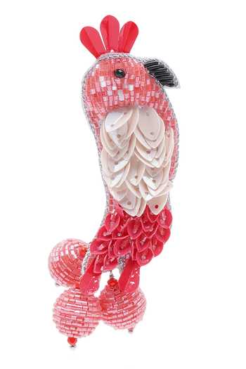 APT FOREVER_Red Avian Luxe Embroidered Earrings _at_Aza_Fashions