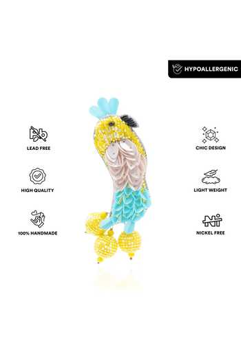 Buy_APT FOREVER_Yellow Avian Luxe Handmade Beaded Earrings _Online_at_Aza_Fashions