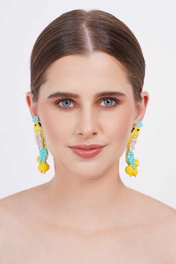 Shop_APT FOREVER_Yellow Avian Luxe Handmade Beaded Earrings _Online_at_Aza_Fashions