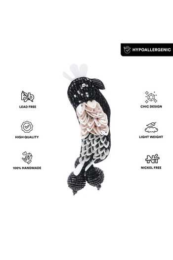 APT FOREVER_Black Avian Luxe Bead Embroidered Earrings _Online_at_Aza_Fashions