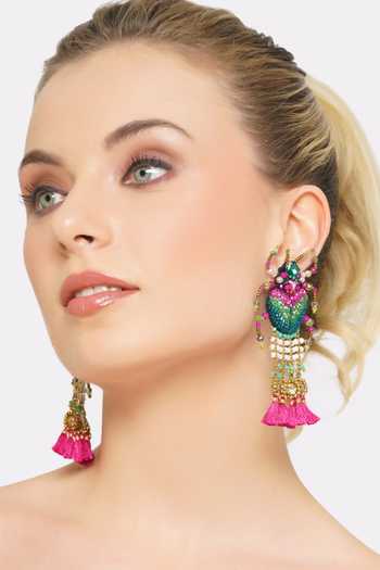 Buy_APT FOREVER_Magenta Spotty Moth Hop Handmade Earrings 