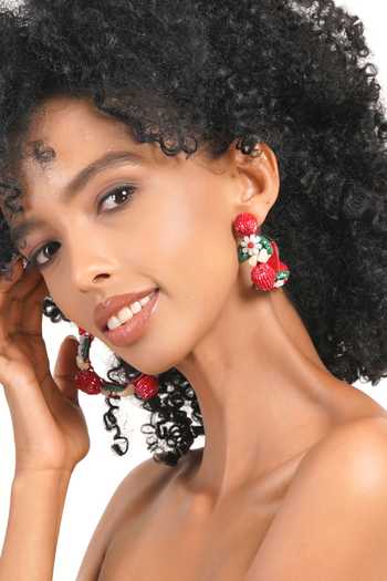 APT FOREVER_Red Raspberry Rush Beaded Earrings _at_Aza_Fashions