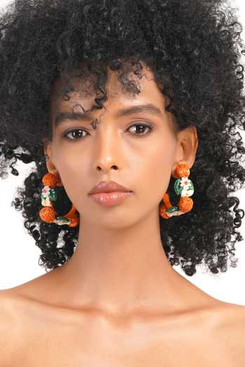 APT FOREVER_Orange Zest Beaded Earrings _at_Aza_Fashions