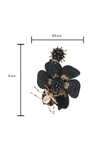APT FOREVER_Black Bloomlet Luxe Embroidered Earrings _Online_at_Aza_Fashions