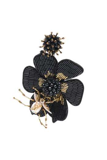 APT FOREVER_Black Bloomlet Luxe Embroidered Earrings _at_Aza_Fashions