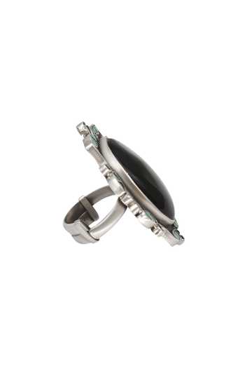 Sangeeta Boochra Oval Black Stone Ring 