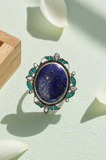 Sangeeta Boochra Lapis Stone Embellished Ring 