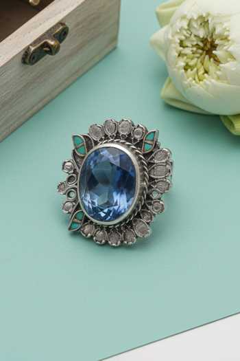 Sangeeta Boochra Heirloom Blue Gemstone Silver Ring 